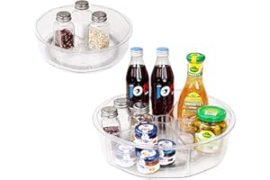 (2 Pezzi) Puricon Lazy Susan Piatto Girevole, Vassoi Rotanti, Contenitore Salvaspazio Rotante, Piatti Girevoli in Acrilico Diviso 11 Pollici/9 Pollici