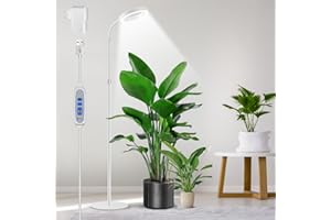 Aumtrly Pflanzenlampe LED Vollspektrum, 170cm Höhenverstellbar Grow Lampe Stehend, Weiß LED Pflanzenlicht mit 6/12/16H Timer, 5 Helligkeitsstufen, 3 Farbmodi Wachstumslampe für Hohe Pflanzen
