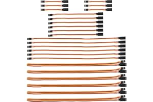 GTIWUNG 24PCS 3" 6" 12" 24" Jr Style Servo Extension 22AWG 60 Cœurs, Rallonge Servo RC, Cable Rallonge pour Servo Recepteur RC, 3 Broches Câble D'extension JR Plug Futaba 75mm/150mm/300mm/600mm