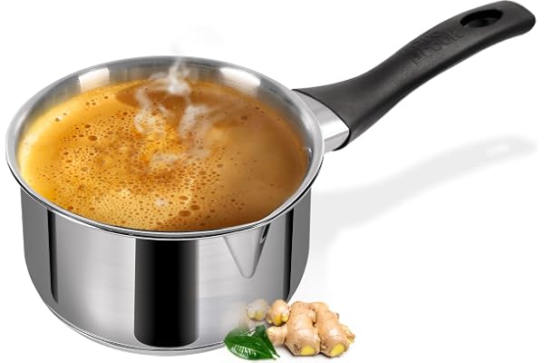 Milton Pro Cook Stainless Steel Tea Pan, 1.6 Litre (16 cm), Sandwich Bottom Sauce Pan, Gas Induction Base Chai Pot Milk Boiler with Handle (2 Years Warranty)
