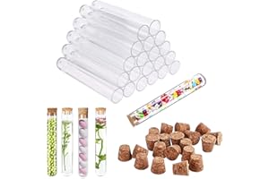 Tuofang Reagenzglas, 20 Stück Reagenzglas aus Kunststoff, Reagenzgläser für Blumen, Transparent Reagenzgläser, mit Korken Reagenzgläser, zur Aufbewahrung ​von Badesalz, Samen, Weihnachtsdekoration