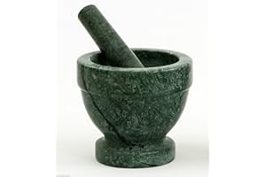CBAM Mortaio in Marmo Verde Base con Pestello da Cucina 12x12cm Big Green Marble Mortar Stone Kitchen with Pestle Handmade Classics Home Interior Design
