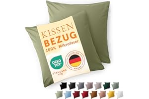 Blumtal Federe Cuscini Divano 40 x 40 cm - Set di Copricuscini per Divani in Microfibra a 2 Pezzi con Chiusura a Zip, certificati Oeko-Tex, extra morbidi e lavabili - Verde Oliva