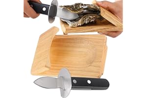 BeNsil Morsetto per sgusciare le ostriche - Set di coltelli per ostriche, strumento per aprire i molluschi, portaostriche, strumenti per sgusciare le ostriche in legno con paramano