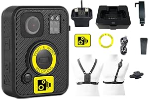 Brifield® BR5 Body Camera - 64GB Memory Wearable Bodycam With Klick Fast Chest and Shoulder Straps for Door Staff, Bouncer, SIA Security