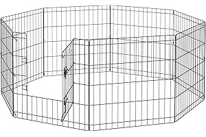 PawHut Parque de Juegos para Perros 8 Paneles 61x61 cm Plegables Jaula Metálica para Mascotas con Puerta y Doble Cerradura para Jardín Patio Exterior Negro