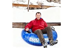 TSLBW Tubo da Neve Slitta gonfiabile 90 cm Tubo da neve gonfiabile in PVC Tubo da sci gonfiabile per adulti Anello da sci gonfiabile blu con maniglie Giochi di sport all'aperto invernali Sci Slitta