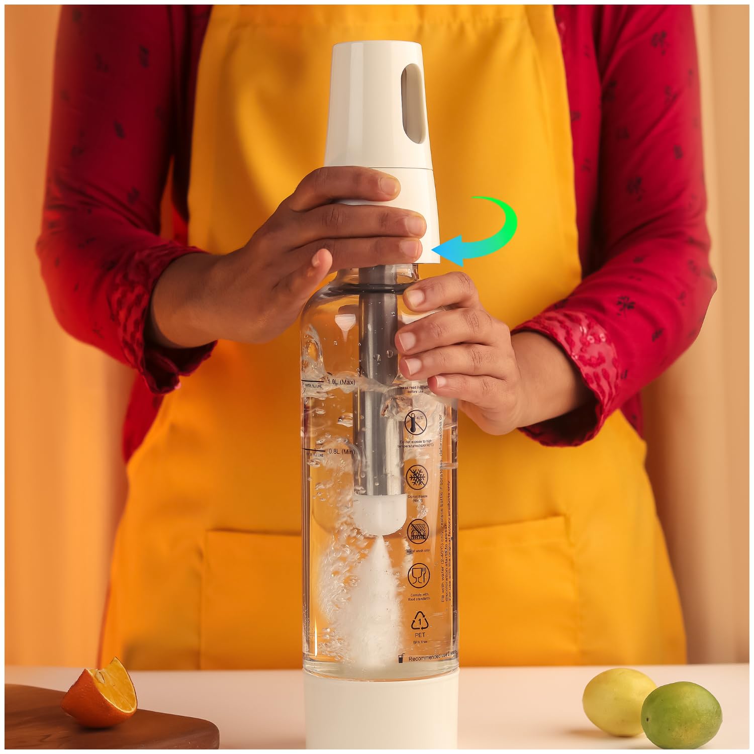 InstaCuppa Portable Soda Maker: Effortlessly Make Lemon Flavored Soda, Mocktails & More in 30 Seconds!