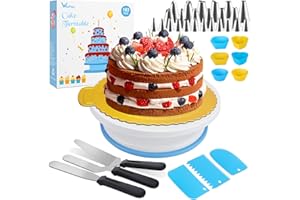 WisFox Decoración de Pasteles, Torta Giratoria, 103 Piezas Decoración Kit, Plato Giratorio para Pasteles para Principiantes y Amantes de Pasteles