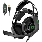 Jeecoo J65 USB Gaming Headset for PC, Gaming Headphones with Cushion Pads Clear Microphone Plug & Play Gaming Headset for Lap
