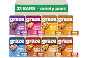 Graze Oats Snacks Variety box - 32x30g oats bars - Total 32 Snacks Selection Box - Packaging may vary
