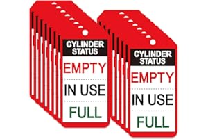 POP RESIN 50 Pack Gas Cylinder Status Tags 5.75 x 2.875 Inch Cylinder Helium Oxygen Empty, in Use, Full Cards 3-Part Perforated Tags for Checking The State of The Cylinder (Red)
