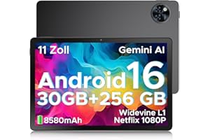 ‎DOOGEE DOOGEE U11 Pro Android 16 Tablet 11 Zoll, 30GB RAM+256GB ROM (2TB TF) 8580mAh, 90Hz Display, Unisoc T7200 Octa Core Tablet PC, 13MP+5MP, 5G WiFi/Widevine L1/ GPS/Face ID/OTG [2025]