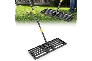 Starbover Rasenrechen Groß 183cm, Rasenrechen Lawn Leveling Raken Metall, Rasenschieber Robustes Boden Rasenplaner Werkzeug für Yard Golf Garten Hinterhof