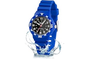Juboos Kids Watches,Children Analogue Quartz Watch for Boys Girls Kids Waterproof Time Teach Watches, Light Dial Soft Band Wrist for Kids Sport Outdoor Wrist Watches 7-16