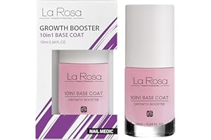 LA ROSA PRODUCTOS PROFESIONALES LaRosa TRATTAMENTO UNGHIE 10-IN-1 Siero Rinforzante e Crescita con Vitamine E, C e F - Base Coat Trasparente per Unghie Fragili e Delicate 10 ml