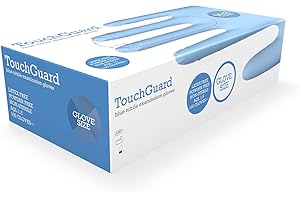 Touchguard Disposable Gloves Blue Nitrile - Latex and Powder Free - Multi-Purpose - Food Grade Gloves - Extra Strong Gloves - Box of 100 - Blue - Size L