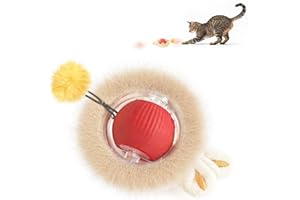 Zeepet Interaktive Katze Spielzeug Ball mit Plüsch Schwanz & Elastischer Ring, Automatisches Katze Spielzeug mit 3 Modi, Berühren Automatische Bewegung Wiederaufladbare Indoor Katze Übung Ball
