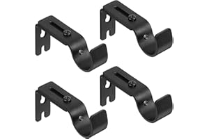 ANBEEISS 4 Pz Supporti per Bastoni Tende, Staffa Palo per Tende, Regolabili da 8,8-11,3cm Staffe per Asta di Tenda, Supporto per Bastone Tenda in Metallo Nero, Staffa da Parete Gancio per Tende Casa Ufficio