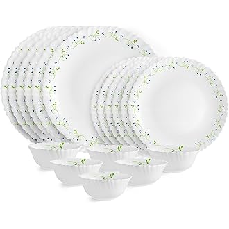 CELLO Tropical Lagoon Dazzle Series Opalware Dinner Set of 18 Pieces For Family of 6