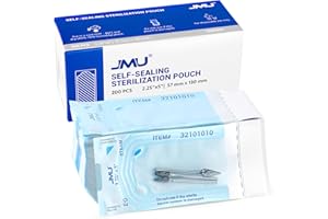 JMU 2-1/4"X5" Self Sealing Sterilization Pouches,Pack of 200,Autoclave Sterilizer Peel Bags Dual Indicator for Dental Medical Instrument Cleaning Tools