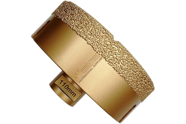 SHDIATOOL Forets Diamant 110mm Brasé Sous Vide et Trépans avec Filetage M14 pour Perçage à sec en Porcelaine Carrelage Granit Marbre