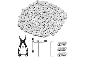 UESLWSER Bike Chain 6/7/8 Speed Chains, Bicycle Chain Link with Removal Tool, Roller Chains for Go-karts, Bicycles, 116 Links, Bicycle Accessories