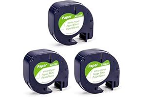 ‎AIRMALL Airmall LT Papier Etikettenband Ersatz für Dymo Letratag Paper White 12mm x 4m Etikettenband, Dymo Letratag XR Etikettenband Schwarz auf Weiß für Letra Tag XR LT-100H LT-100T LT-110T, 91220/10697