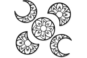 JR Maderas Diseño de las Cinco Fases Lunar - Decoracion Pared - Fase Lunar de Madera - Ornamento - Esculturas de Pared - Decoracion Bohemia para Hogar - Regalo para Dormitorio Espiritual.