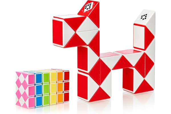 CUBIDI® Magic Snake Cube | Jouet de Poche pour Les Enfants de 4 à 8 Ans | Cadeau Anniversaire Enfants invites | Cadeau pour élèves - 24 Blocs | 2,3 mm x 1,8 mm | Rouge