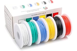 COOMOORS 26AWG zestaw przewodów elektrycznych o grubości 26 cm, silikonowy drut elektryczny, ocynkowany kabel miedziany, 6 kolorów, 7 metrów każdy, zestaw kabli elektrycznych, elastyczny i miękki, do majsterkowania