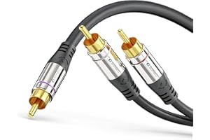 sonero® Premium 7,50 m kabel cinch do 2 x cinch, kabel audio Y, subwoofer, system hi-fi, wzmacniacz, czarny