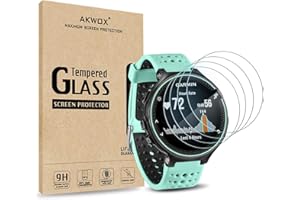 AKWOX 4 Stück Schutzfolie für Garmin Forerunner 235 225 620 220 9H Härtegrad Panzerglasfolie 0.3mm Kratzfest Glasfolie für Garmin Forerunner 235 225 620 220