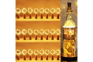 【24 Pack】Bottle Lights with Cork,Vighep 2M 20LED Copper Wire Battery Operated Wine Bottle Fairy Light for Gift DIY LED String Lights for Indoor Bedrooms Birthday Wedding Halloween Christmas Decoration