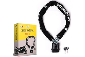 PHONE RIDE Chaine Moto - Scooter - Antivol Velo Electrique Ø10mm - Chaine Antivol Moto en Acier Cémenté Avec Cadenas Velo Antivol/Moto/Scooter - Longueur Chaine 140cm - Clé réversible