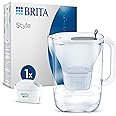 BRITA Style Water Filter Jug Grey (2.4L) incl. 1x MAXTRA PRO All-in-1 cartridge - fridge-fitting design jug with smart LED-LTI and Flip-Lid - now in sustainable Smart Box packaging