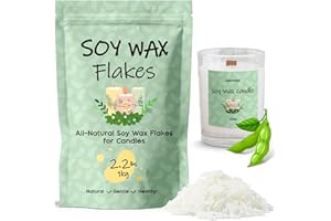 UNOTENA Cera di Soia per Candele, Cera per Candele 226g/9kg/18kg, Cera per Candele da Colare, 100% Cera di Soia Biologica Naturale per Candele[ 1KG ]