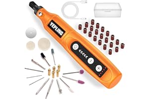 YEPLING Cordless Rotary Tool, 3.7V Li-ion Electric DIY Mini Grinder Kit with Front LED Work Light, 5 Variable Speed, 42pcs Accessories USB Charging Multi-Tool Perfect for Nail Polishing and Light Duty