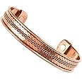 Touchstone Copper magnetic bracelet Tibetan style. Hand forged with solid and high gauge pure copper. Delicate brass inlay.