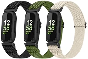 enkic 3 Pack Elastic Strap Compatible with Fitbit Inspire 3/Fitbit Inspire 2/Fitbit Inspire/Inspire HR/Fitbit Ace 3/Ace 2 Strap, Adjustable Stretchy Nylon Sport Replacement Wristband for Men Women