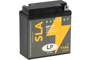 LP BATTERIES LANDPORT Batterie 6N11A 6V 11Ah wartungsfrei kompatibel für BMW R 26 27, Simson S 50 51 53 70 83, SR50, SR80, MZ TS 150, ES 150, RT 125, Heinkel, Bella