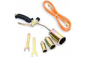 SELLNET Gasbrenner 3 tlg. mit Schlauch 1,5m, Dachbrenner bis zu 28 kW, 3x Brenneraufsätze, Gaslötgerät Regelbar Abflammgerät Brenner Unkrautvernichtung, Anzünder, Abflammgerät für Unkraut Brenner (SN0286)