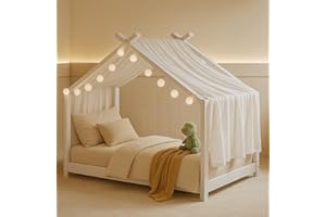 ALAVYA HOME® Voile de lit en Forme de Maison Moon 110x360 cm en Mousseline de Coton 100% – Décoration Chambre d’Enfant, Ciel de lit, Rideau de lit, décoration pour Filles & garçons – Blanc