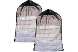 JJSHUND 2 Pcs Filet Linge Machine à Laver, 60 x 90 cm Sac a Linge avec Cordon de Serrage, Filet à Linge Réutilisable en Maille Fin pour Chemisier Sous-vêtements Lingerie Soutien-gorge Chaussettes(Noir)