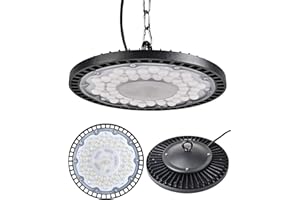 treoir 200W UFO LED Lámpara de Alta Bahía, 20000LM Campana Led Industrial, IP65 Impermeable UFO LED Taller Lámpara 6000-6500K Iluminacion Led Industrial para Garaje,Taller,Fábrica(200W,1pcs)