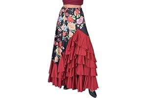 AMARU SANCHESU Falda Flamenca Mujer con 5 Volantes – Mucho Vuelo y Caída Espectacular – Ligera, Cómoda y Ideal para Baile, Ensayo o Escenario