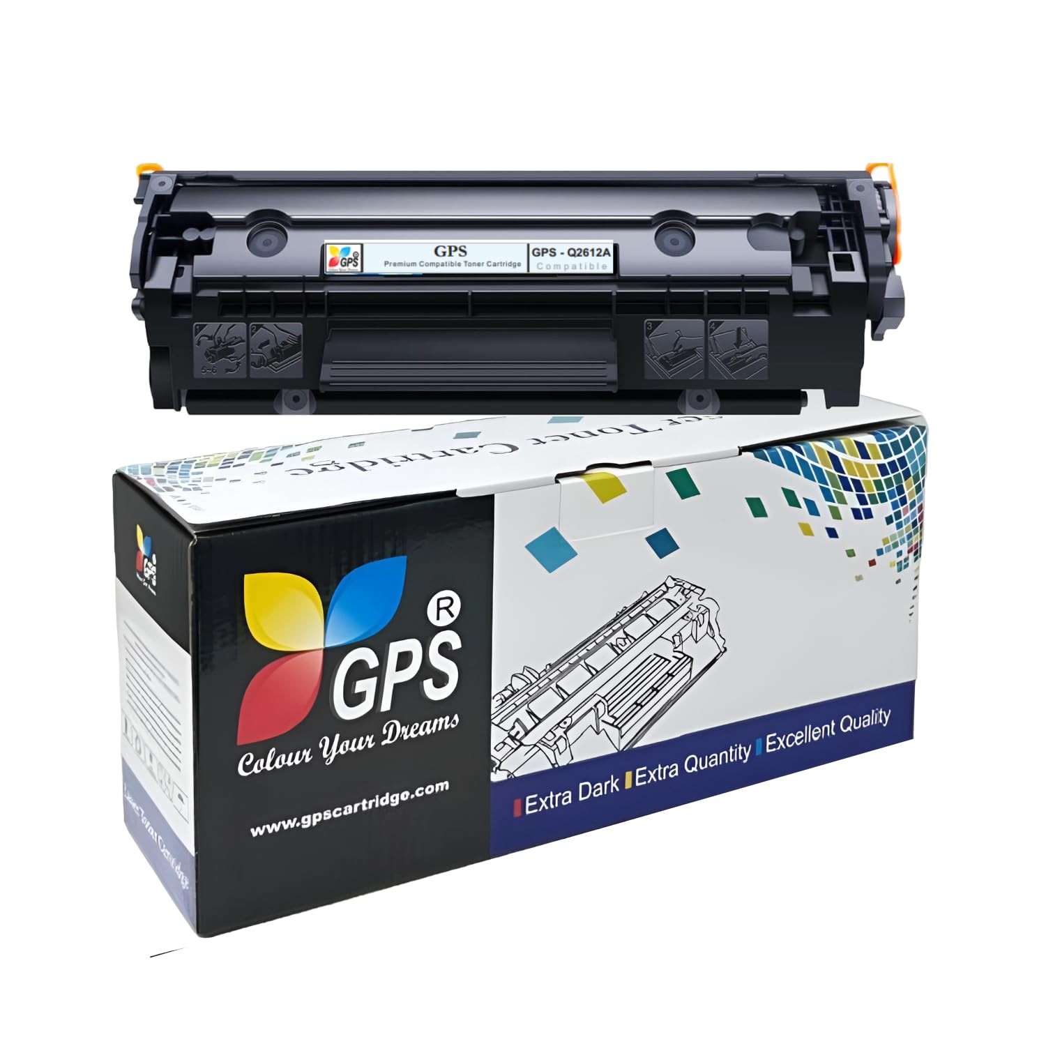 GPS Colour Your Dreams 12A / Q2612A Toner Cartridge, Compatible with HP Laserjet 1020 Plus, M1005, 1018, 1010, 1012, 1015, 10