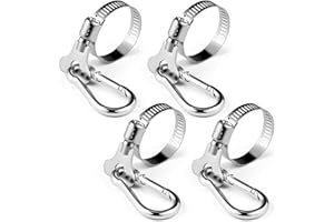 SONGTIY 4 Stück Flaggenmast-Clips, Edelstahl-Fahnenmastringe mit Karabinerklemme, 0,75–1,2 Zoll Verstellbarer Durchmesser für Boot, Yacht, LKW, Geländewagen, Garten, Haus