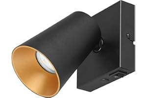 Trio Leuchten Spot mural SHARP 817170132, Métal Noir mat, Couvercle doré/noir, excl. 1x GU10