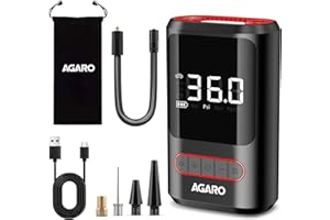 AGARO Galaxy Cordless Tyre inflator , for Cars & bikes, up to 150 PSI , 2X2000 mAh battery, Power Bank, LED flash light, Rechargeable Type C Port, Digital Display, Multiple Nozzles, Plastic
